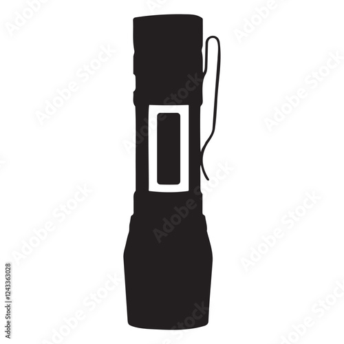 Rechargeable USB Flash Light Torch Silhouette Vector Illustration