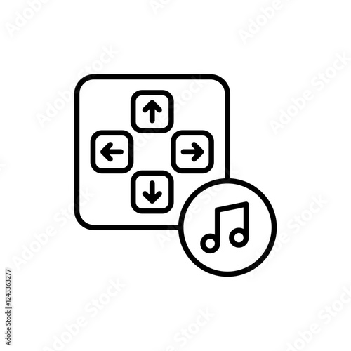 Rhythm game outline icons, minimalist vector illustration ,simple transparent graphic element .Isolated on white background