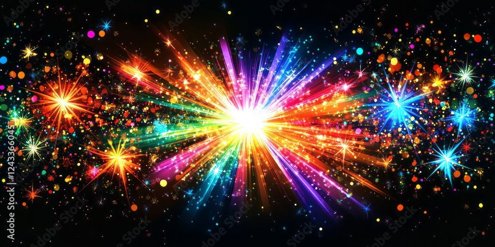 Fototapeta premium Colorful Fireworks Explosion Celebration Night Display