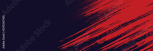 Halftone dots red and blue color pattern gradient grunge texture background. Dot pop art comic sport style vector illustration.