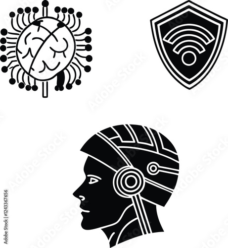 cyberpunk style icons and technology icon