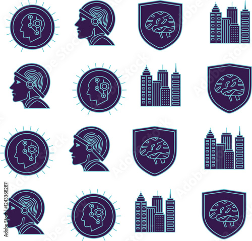 cyberpunk style icons and technology icon
