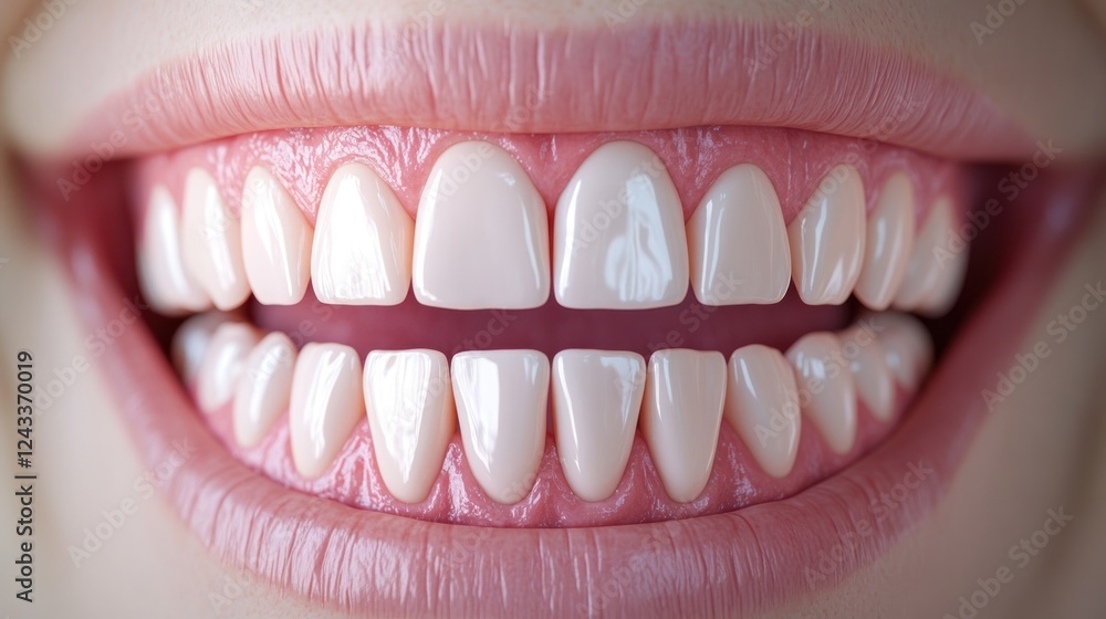 Bright smile showing healthy teeth and gums in a close-up view during daylight hours. Generative AI Bright smile showing healthy teeth and gums in a close-up view during daylight hours. Generative AI