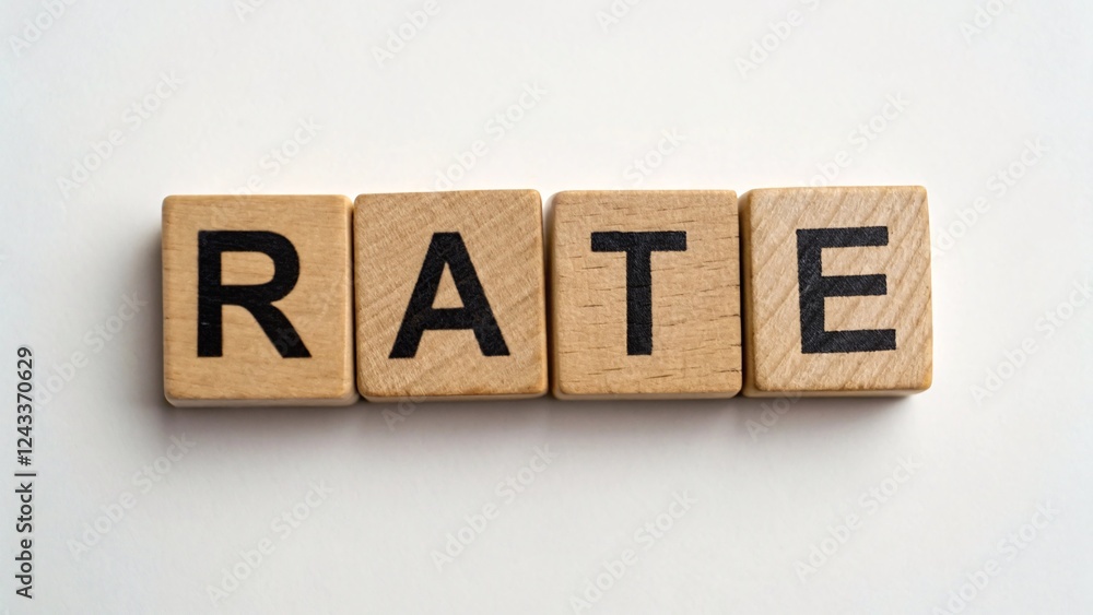 Wooden Alphabet Blocks Spelling Rate in a Business Context Highlighting the Importance of Effective Communication and Growth Strategies in the Corporate World Wooden Alphabet Blocks Spelling Rate in a Business Context Highlighting the Importance of Effective Communication and Growth Strategies in the Corporate World