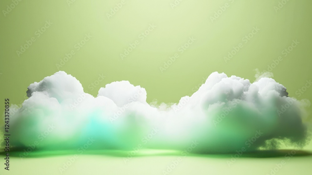 Fototapeta premium Fluffy White Clouds on Green Background