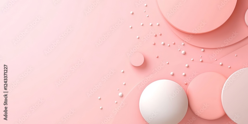 Abstract Pink Background with White Spheres and Circles Abstract Pink Background with White Spheres and Circles