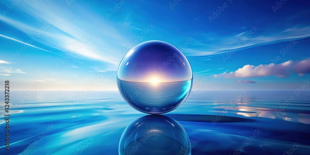 Serene Glass Orb Reflecting a Tranquil Ocean Sunset Serene Glass Orb Reflecting a Tranquil Ocean Sunset