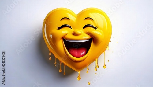 A yello heart with a funny laughing emoji face