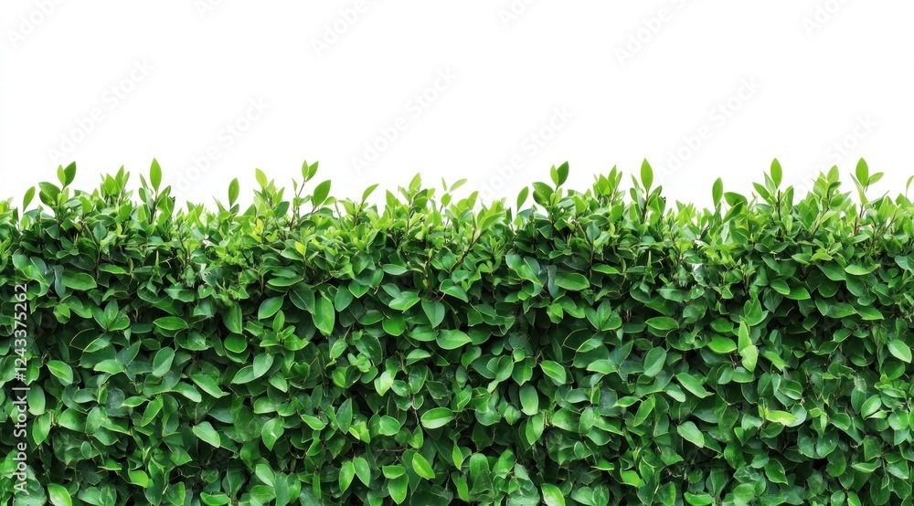 Obraz premium Vibrant Green Hedge, Lush Foliage, Natural Greenery, Isolated on White Background