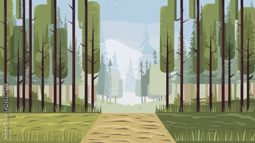 Forest Clearing with Tall Trees and Path