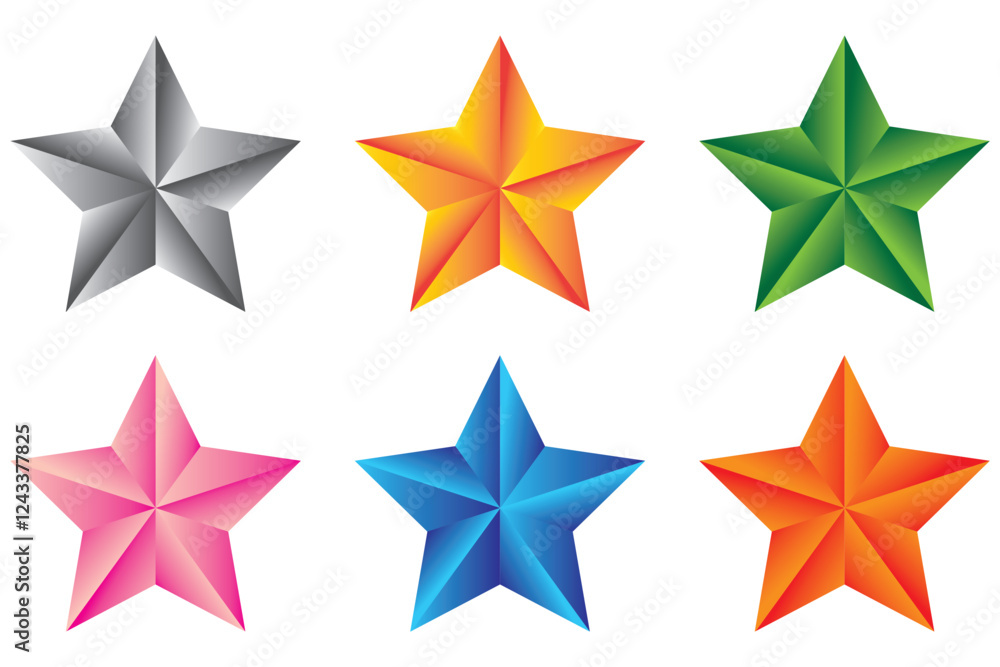 3d star, review icon, symbol. Set of colorful stars. Feedback icon, vector collection. Stars rating, positive review. Realistic stars and customer positive review icon. Vector illustration. 3d star, review icon, symbol. Set of colorful stars. Feedback icon, vector collection. Stars rating, positive review. Realistic stars and customer positive review icon. Vector illustration.
