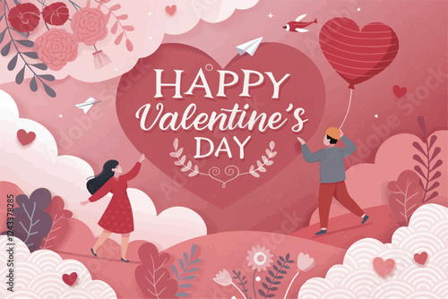 Happy Valentine's day greeting card, poster vector wallpaper design template