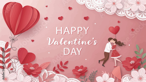Happy Valentine's day greeting card, poster vector wallpaper design template