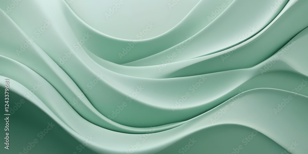 Fototapeta premium Abstract Green Wavy Fabric Texture Background