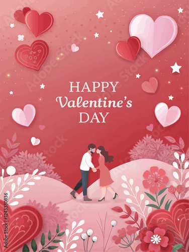 Happy Valentine's day greeting card, poster vector wallpaper design template