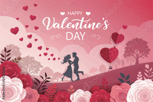 Happy Valentine's day greeting card, poster vector wallpaper design template