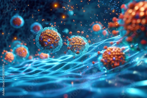 Biomedical Applications: An illustration depicting nanoparticles being used in drug delivery systems, highlighting their potential to target specific cells  photo