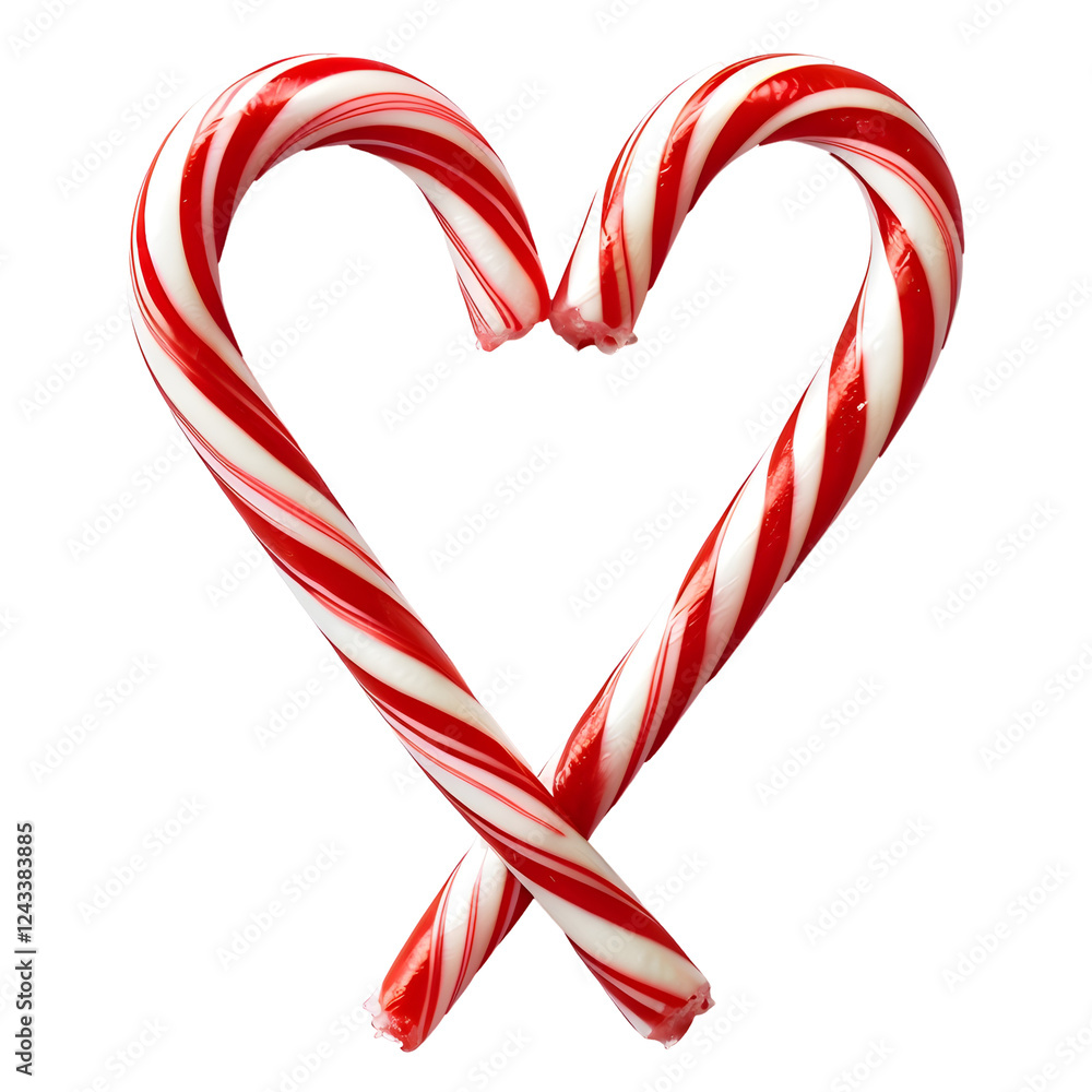 Fototapeta premium Candy Canes Forming Heart Shape On Transparent Background