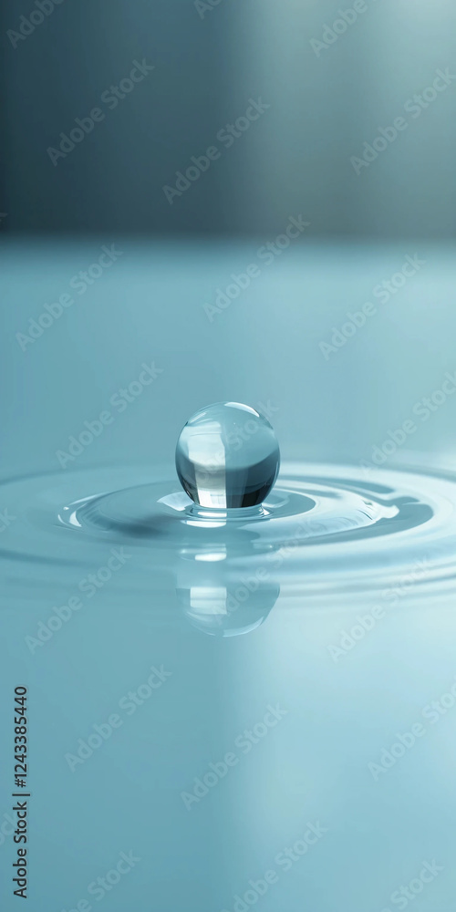 Crystal-Clear Water Droplet Resting on Smooth Glass – Soft Lighting Creates Stunning Reflections, Enhancing Purity and Transparency with a Blurred Background for a Minimalist and Modern Aesthetic Crystal-Clear Water Droplet Resting on Smooth Glass – Soft Lighting Creates Stunning Reflections, Enhancing Purity and Transparency with a Blurred Background for a Minimalist and Modern Aesthetic