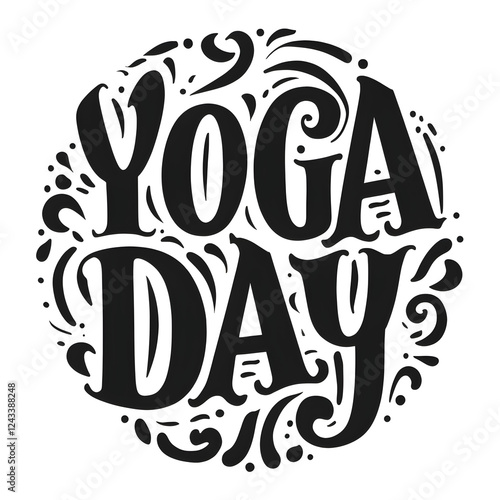  Yoga Day Text on a Transparent Background