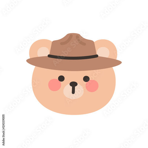 Korean Style Bear Head Cartoon with Cowboy Hat