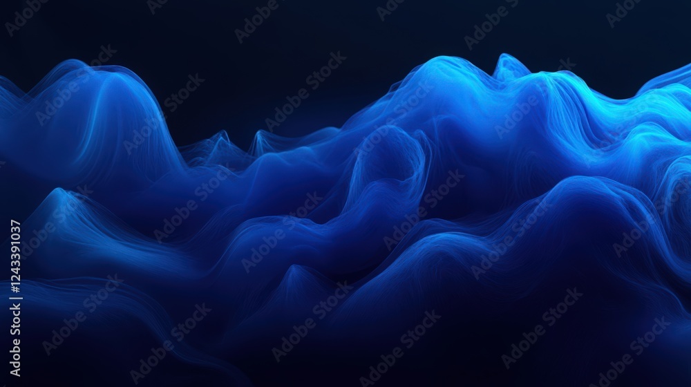 Obraz premium Serene Blue Abstract Waveforms: A Captivating Fluid Motion Design