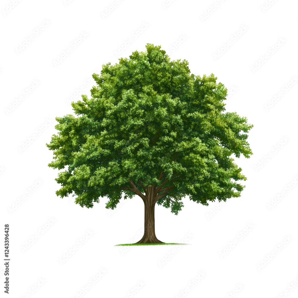 Fototapeta premium Lush Green Deciduous Tree Isolated on Transparent background