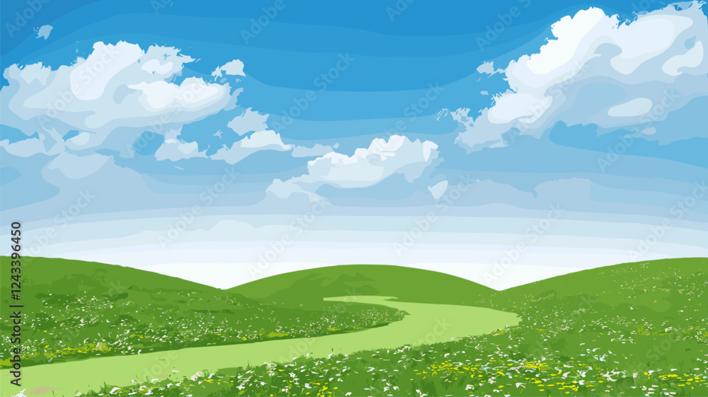 Rolling Green Hills with Winding Path Rolling Green Hills with Winding Path