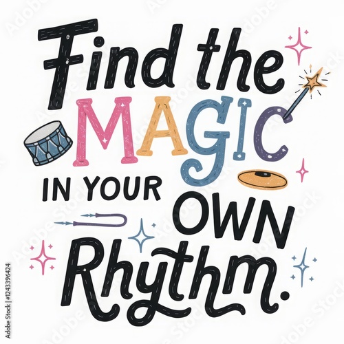Discovering magic in self care moments with quirky lettering in a playful neon pastel palette