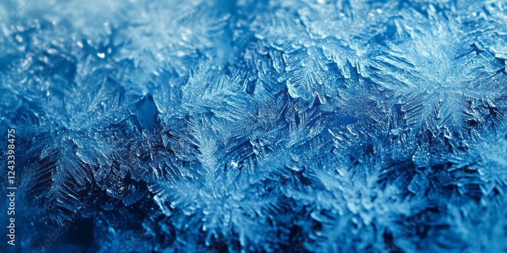 Fototapeta premium Intricate Blue Ice Crystals Frosty Winter Texture