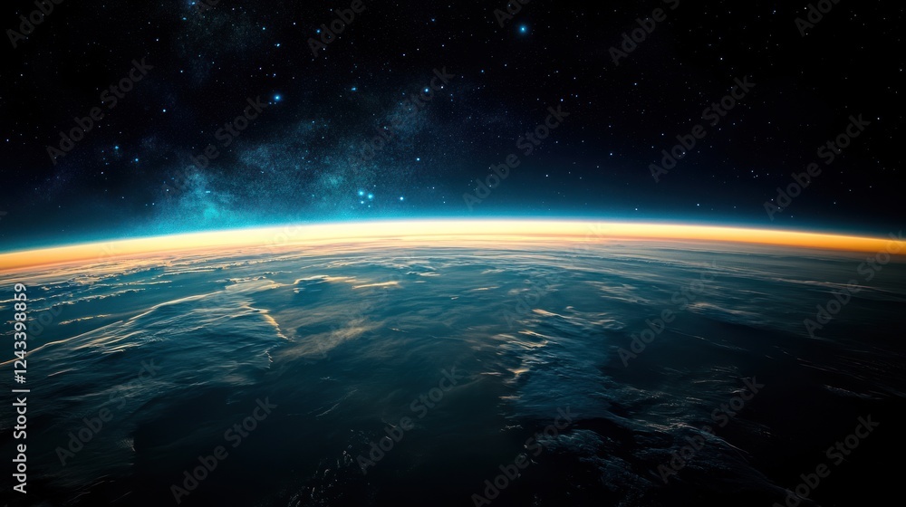 Fototapeta premium A stunning view of Earth from space, showcasing the curvature and atmosphere.