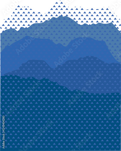 Sea blue mountain pattern silhouette 
