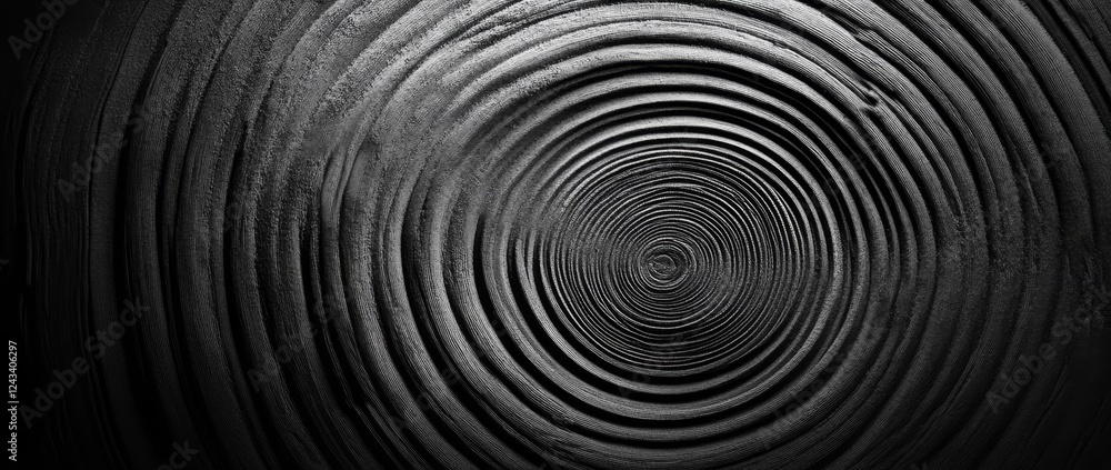 Obraz premium Dark concentric circles spiral background design