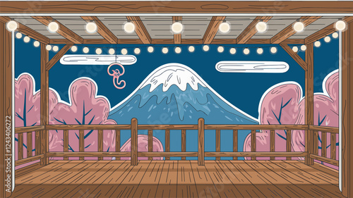 Balcony with Mountain View and Bird Decoration