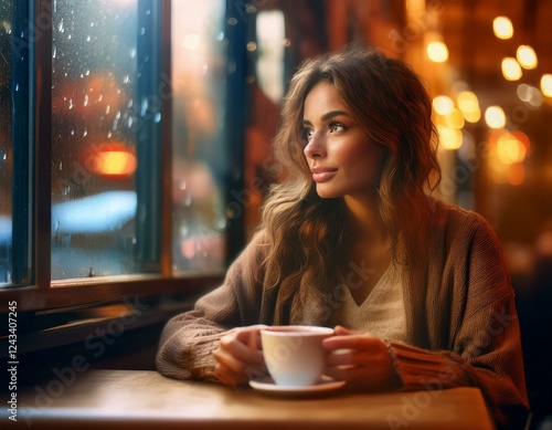 Obraz na płótnie woman with coffee w salonie