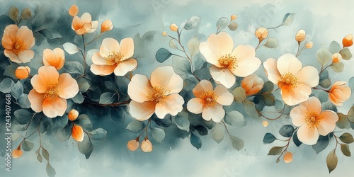 Watercolor Floral Art Collection Green and Gold Leaf Branches Eucalyptus Olive Floral Arrangements for Wedding Stationery Backgrounds Decorations