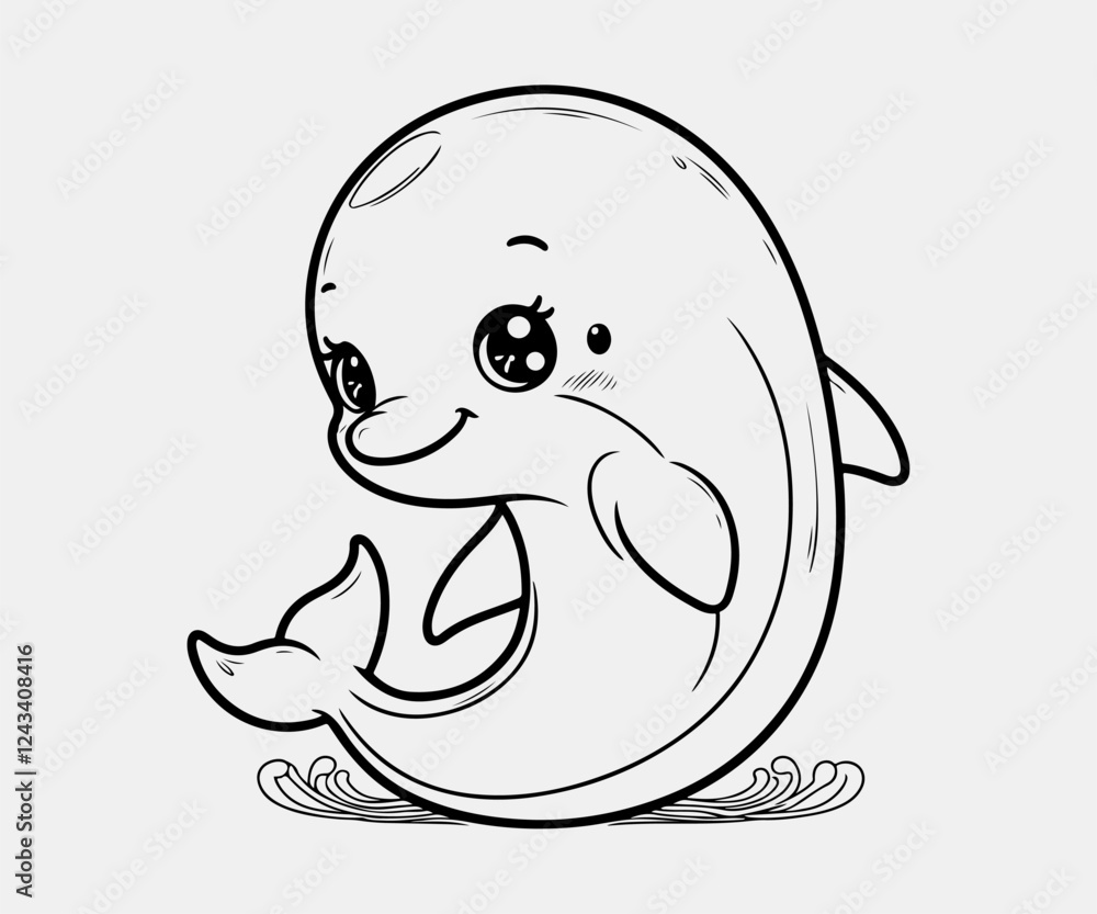 Vector illustration of a cute cartoon baby whale. Hand drawn style. Vector illustration of a cute cartoon baby whale. Hand drawn style.