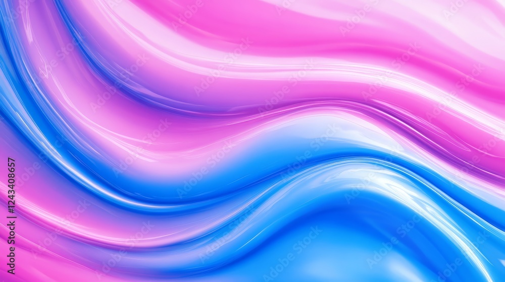 Naklejka premium Abstract Pink and Blue Swirls - Fluid, vibrant pink and blue abstract background with flowing, wavy patterns. Ideal for design projects needing a dynamic, colorful backdrop.