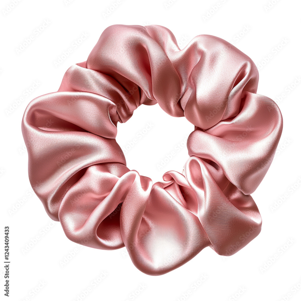 Elegant Pink Satin Scrunchie for Hair Styling Accessory Isolated on transparent background Elegant Pink Satin Scrunchie for Hair Styling Accessory Isolated on transparent background
