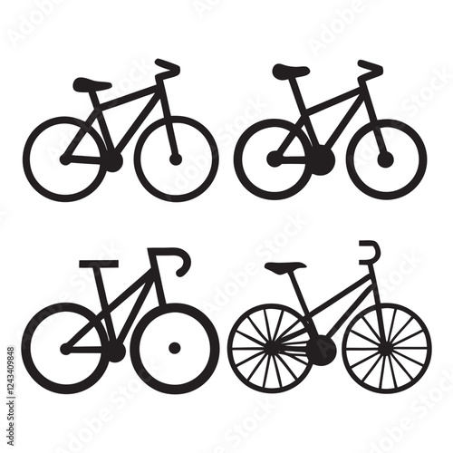 Set of bicycle silhouette vector icon illustration, cycle, vintage cycle on white background.