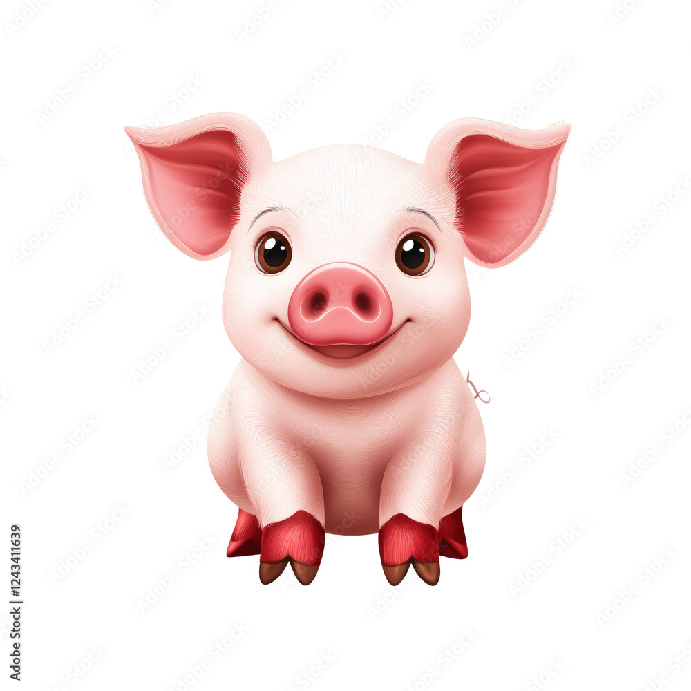 Adorable Cartoon Piglet Illustration Happy, Smiling Pig for Children's Content Adorable Cartoon Piglet Illustration Happy, Smiling Pig for Children's Content