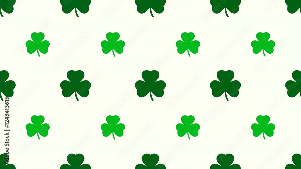 Fototapeta premium Seamless St. Patrick’s Day Shamrock Pattern on Light Background