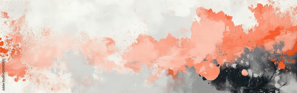Obraz premium Elegant coral and gray abstract shapes creating harmonious transitions in negative space
