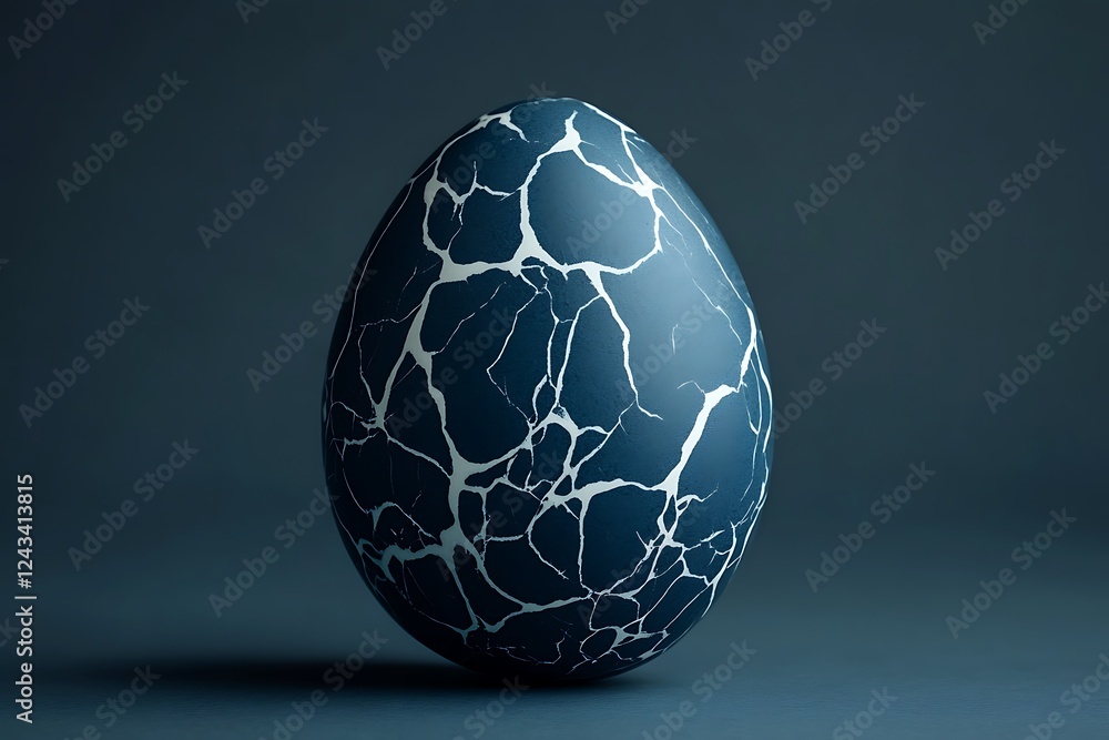 A pink and white easter egg on a blue background A pink and white easter egg on a blue background