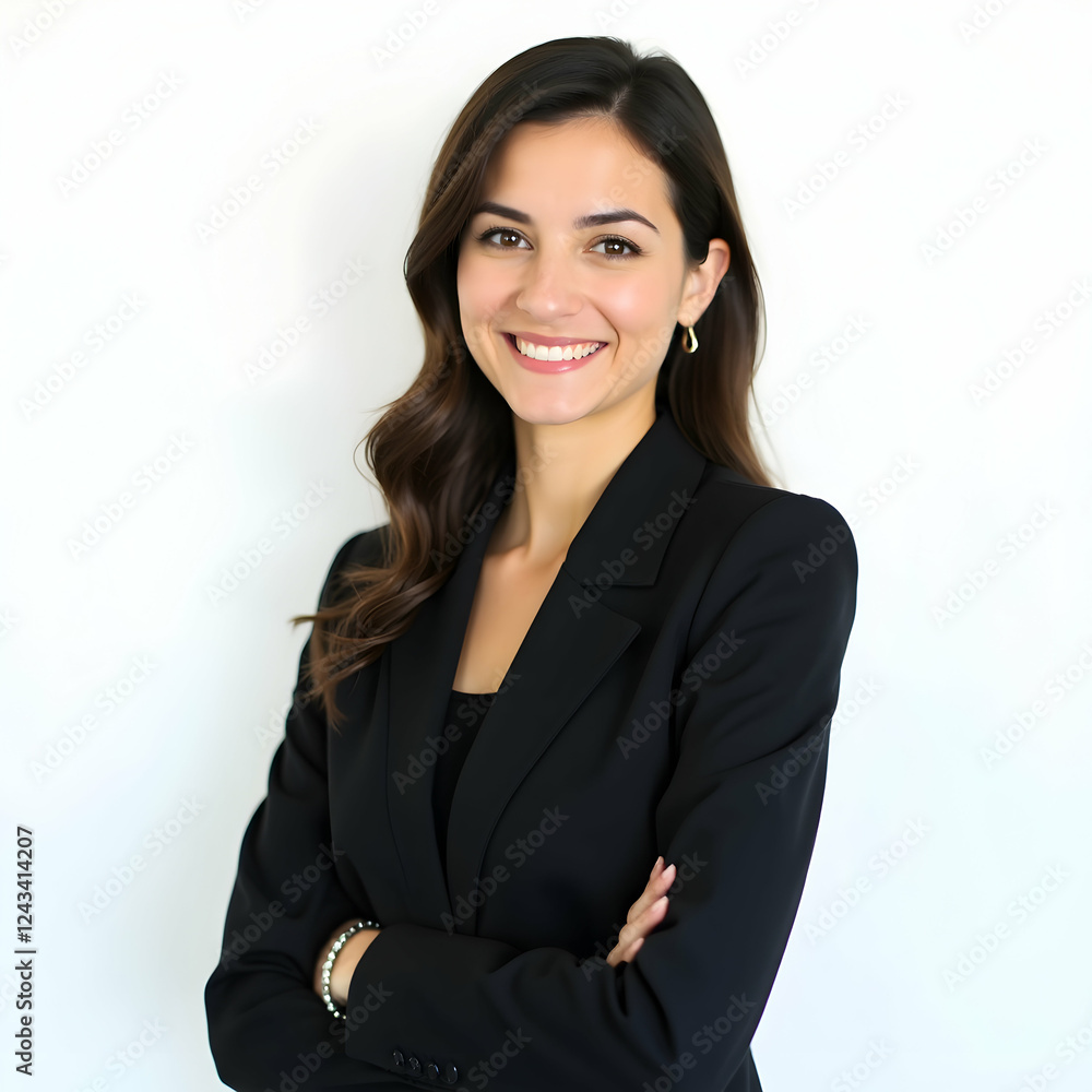 Elegant Businesswoman in a Black Suit with Confident Pose Elegant Businesswoman in a Black Suit with Confident Pose