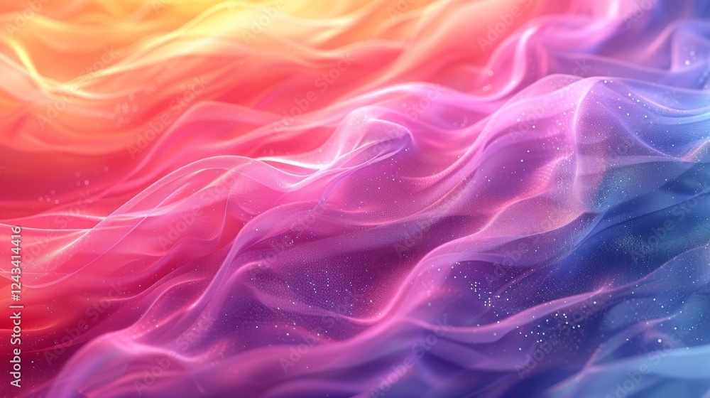 Obraz premium Vibrant iridescent gradient abstract background with fluid waves