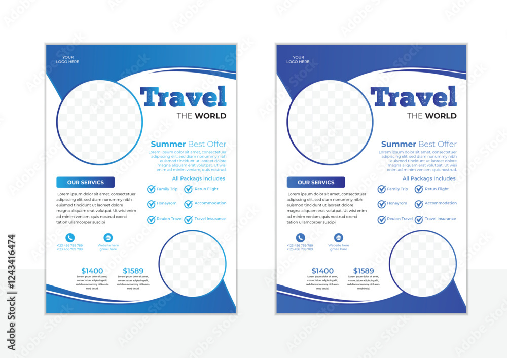 Tour and travel flyer template designed with abstract and minimalist concept. Tour and travel flyer template designed with abstract and minimalist concept.