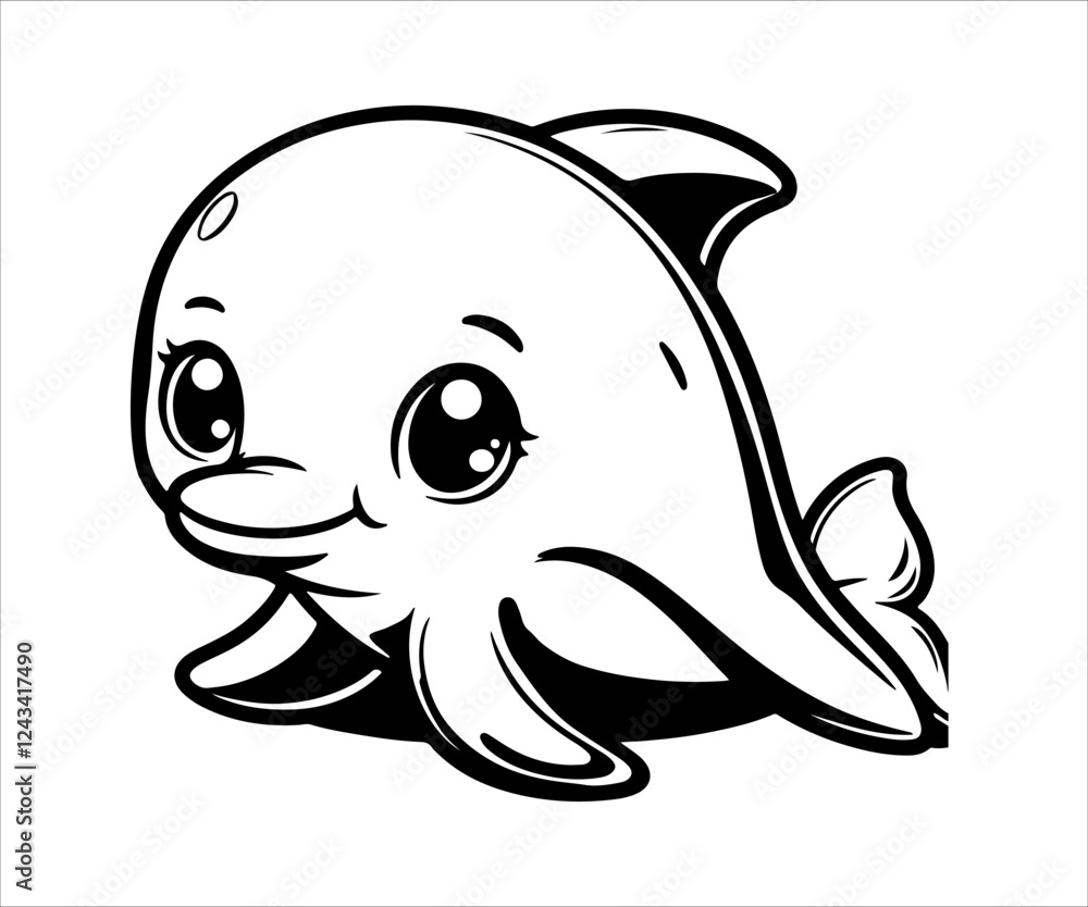Cute cartoon dolphin isolated on a white background. Vector illustration. Cute cartoon dolphin isolated on a white background. Vector illustration.