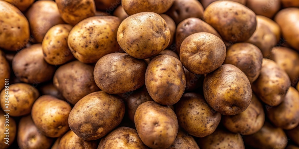Dark brown rounded potatoes stacked in a neat pile, some slightly overlapping each other , texture, produce, texture Dark brown rounded potatoes stacked in a neat pile, some slightly overlapping each other , texture, produce, texture