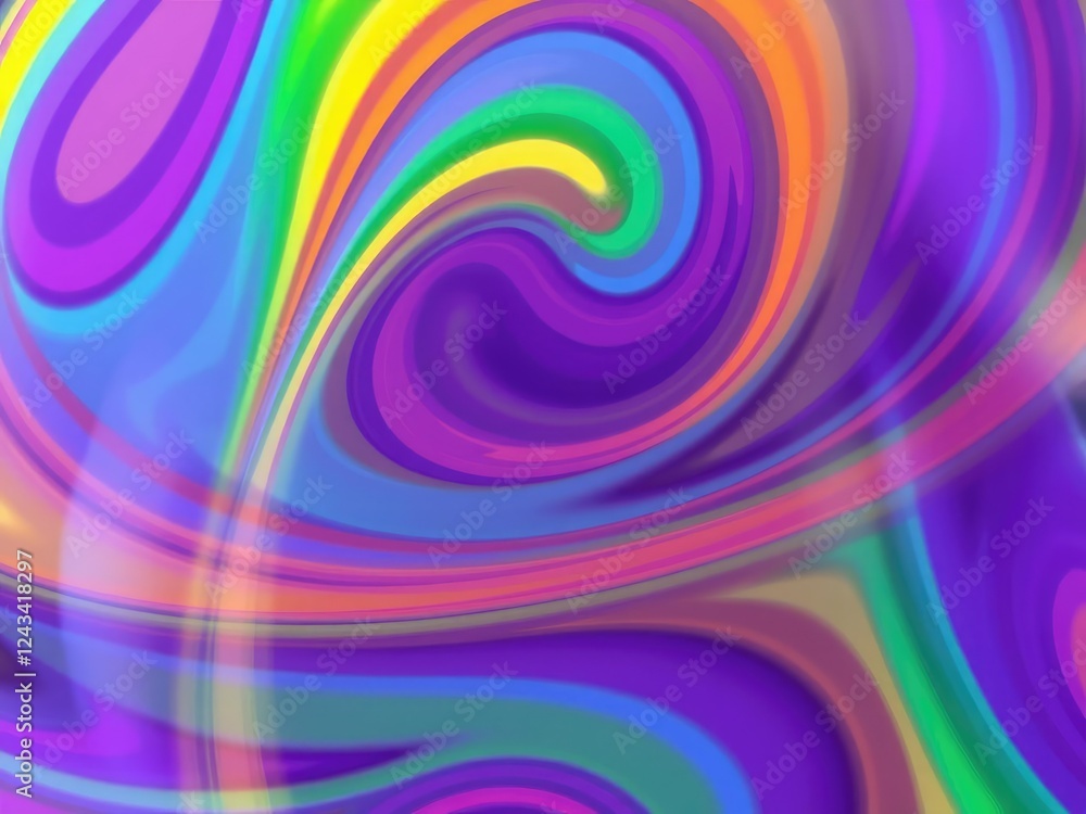 Obraz premium Swirly rainbow colored background with geometric shapes, layered effect, creative visuals, geometric patterns